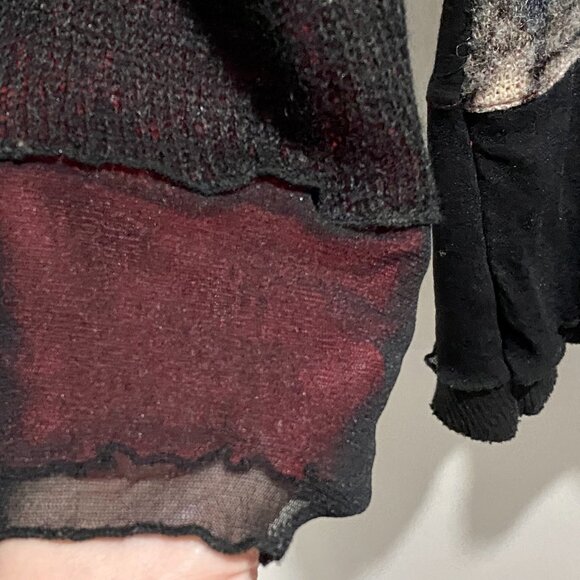 Dzhavael Mix Media Sheer Goth Punk Grunge Rock Y2K Lagenlook Asymmetrical Top M - Picture 4 of 9